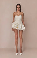 Alia | Women's Strapless Balloon Draped Mini Cocktail Dress