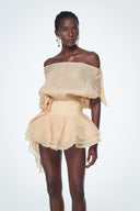 Brixton | Women's Off-Shoulder Ruffle Flower Mini Cocktail Dress