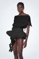 Brixton | Women's Off-Shoulder Ruffle Flower Mini Cocktail Dress