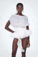 Brixton | Women's Off-Shoulder Ruffle Flower Mini Cocktail Dress