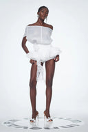 Brixton | Women's Off-Shoulder Ruffle Flower Mini Cocktail Dress