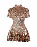 Janice | Women's High Neck Sequin Mini Dress