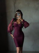 Kate | Women's Long Lace Balloon Sleeve Mini Dress