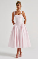 Kaydence | Women's Sleeveless Square-Neckline Gingham Midi Dress