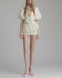 Kensley | Women's Pleated Mini Cocktail Dress with Floral Detail