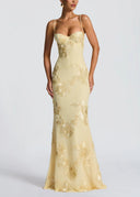 Kiara | Women's Sleeveless Floral Embroidery Maxi Wedding Guest Dress