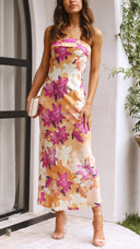 Linnea | Women's Floral Strapless Maxi Wedding Guest Dress