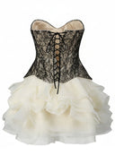 Nyla | Women's Strapless Lace Corset Ruffle Mini Cocktail Dress
