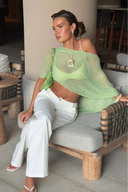 Palmer | Women's Off-Shoulder Open Knit Crop Top Cover-Up