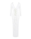 Paulina | Women's Long Sleeve V-Neck Bodycon Maxi Dress