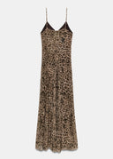 Pixie | Women's Leopard Print Spaghetti Strap Flowy Maxi Summer Dress