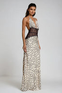 Selene | Women's Lace Plunge Backless Maxi Dress