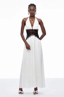 Selene | Women's Lace Plunge Backless Maxi Dress