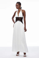 Selene | Women's Lace Plunge Backless Maxi Dress