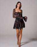 Teagan | Women's Long Sleeve Romantic Lace Mini Dress