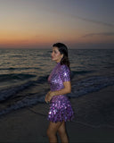 Violet | Women's High Neck Sequin Mini Dress