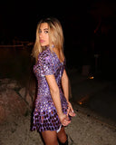 Violet | Women's High Neck Sequin Mini Dress