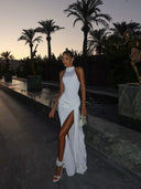 Winona | Women's High-Neck Sleeveless High-Slit Maxi Summer Dress