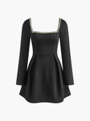 Frankie | Women's Longsleeve Mini Party Dress with Pearl Details
